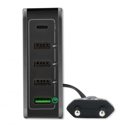 4smarts Charging Station VoltPlug Qualcomm Quick Charge 3.0 & USB Type-C 40W (12A)- захранване с 4хUSB изхода и USB-C изход 5