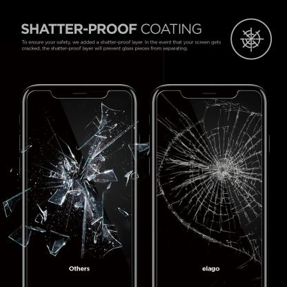 Elago Tempered Glass - калено стъклено защитно покритие за дисплея на iPhone XS, iPhone X (прозрачен) 6