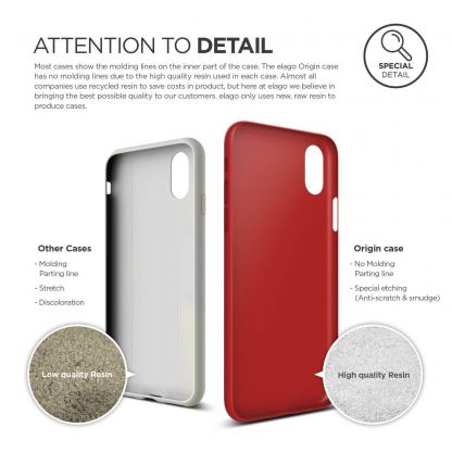 Elago Origin Case - тънък полипропиленов кейс (0.3 mm) за iPhone XS, iPhone X (червен) 5