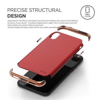 Elago Empire Case - качетвен хибриден кейс за iPhone XS, iPhone X (червен) 4