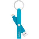Belkin Mixit Lightning to USB Keychain Cable - кабел тип ключодържател за всички устройства с Lightning порт (син-мат) 2