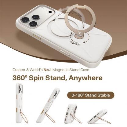 Силиконов (TPU) калъф с вградена поставка и MagSafe за iPhone 17 Pro Max - Torras QPRO Silicone Series (бял) 5