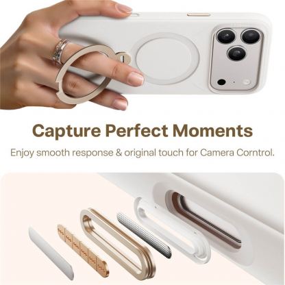 Силиконов (TPU) калъф с вградена поставка и MagSafe за iPhone 17 Pro Max - Torras QPRO Silicone Series (бял) 6