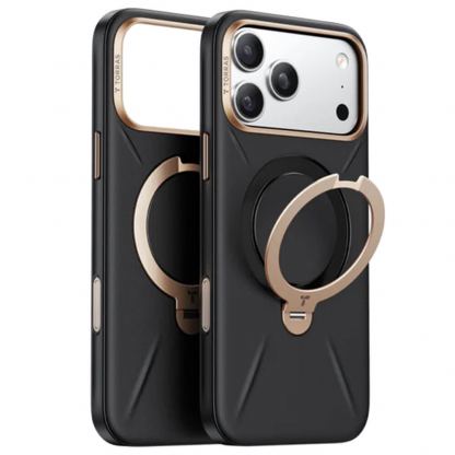 Кожен кейс с MagSafe и вградена поставка за iPhone 17 Pro - Torras QPRO Leather Series (черен) 2