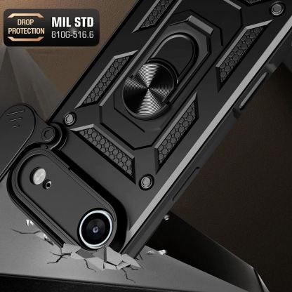Хибриден удароустойчив кейс с пръстен против изпускане за iPhone 17 Air - Techsuit CamShield Case (черен) 3