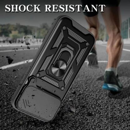Хибриден удароустойчив кейс с пръстен против изпускане за iPhone 17 Pro Max - Techsuit CamShield Case (син) 3