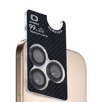 Предпазни стъклени лещи за камерата на iPhone 16 Pro, iPhone 16 Pro Max - Tel Protect Titanium Aramid Tempered Glass Camera Lens Protector (карбон) 3