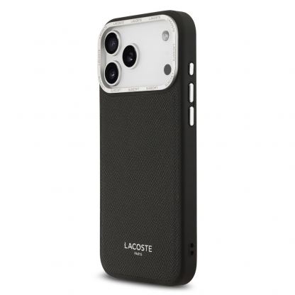 Дизайнерски кожен кейс с MagSafe за iPhone 17 Pro - Lacoste PU Champs Elysees MagSafe Leather Hard Case (черен) 2
