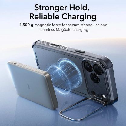Хибриден кейс с висока степен на защита с MagSafe за iPhone 17 Pro - ESR Cyber Armor Kickstand MagSafe Case (сив) 7