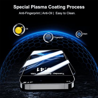 Стъклено защитно покритие за дисплея на iPhone 16 Pro, iPhone 17, iPhone 17 Pro - Blueo 3D Invisible Airbag Tempered Glass 6