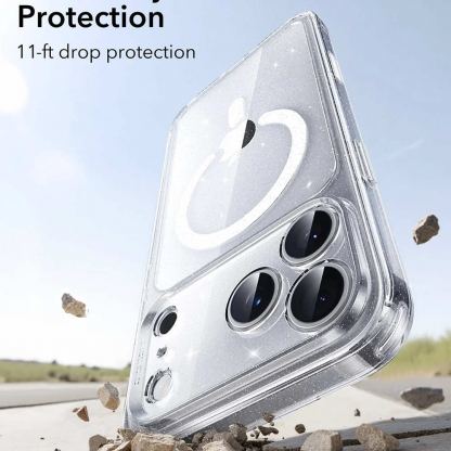 Хибриден кейс с висока степен на защита с MagSafe за iPhone 17 Pro - ESR Classic Hybrid HaloLock Shimmer MagSafe Case (прозрачен) 2