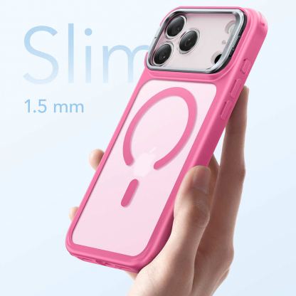 Хибриден кейс с висока степен на защита с MagSafe за iPhone 17 Pro Max - ESR Classic Hybrid HaloLock Kickstand MagSafe Case (розов-прозрачен) 6