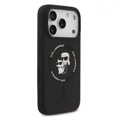 Дизайнерски силиконов кейс с MagSafe за iPhone 17 Pro Max - Karl Lagerfeld Liquid Silicone Karl and Choupette Heads MagSafe Case (черен) 4