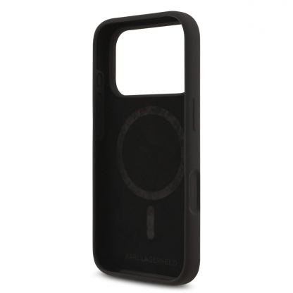 Дизайнерски силиконов кейс с MagSafe за iPhone 17 Pro Max - Karl Lagerfeld Liquid Silicone Karl and Choupette Heads MagSafe Case (черен) 6