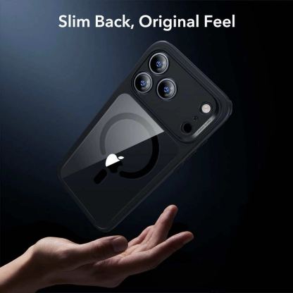 Хибриден удароустойчив кейс с MagSafe и стъклено защитно покритие за дисплея на iPhone 17 Pro - ESR Classic Hybrid HaloLock Protection Set (черен-прозрачен) 6