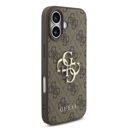 Дизайнерски кожен кейс с връзка за китката за iPhone 17 - Guess PU 4G Metal Logo Strap Case (кафяв) 3