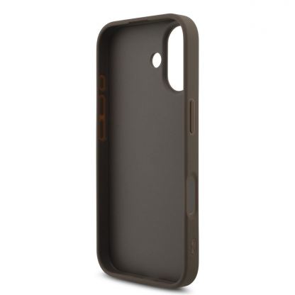 Дизайнерски кожен кейс с връзка за китката за iPhone 17 - Guess PU 4G Metal Logo Strap Case (кафяв) 5