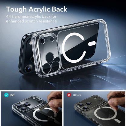 Хибриден удароустойчив кейс с MagSafe и стъклено защитно покритие за дисплея на iPhone 17 Pro - ESR Classic Hybrid HaloLock Protection Set (прозрачен) 8