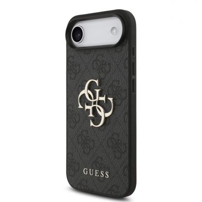 Дизайнерски кожен кейс с връзка за китката за iPhone 17 Air - Guess PU 4G Metal Logo Strap Case (черен) 2