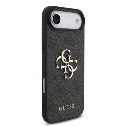 Дизайнерски кожен кейс с връзка за китката за iPhone 17 Air - Guess PU 4G Metal Logo Strap Case (черен) 3