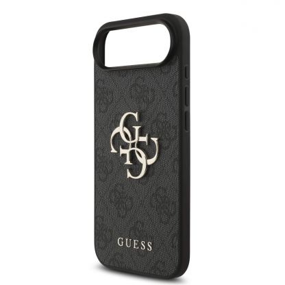Дизайнерски кожен кейс с връзка за китката за iPhone 17 Air - Guess PU 4G Metal Logo Strap Case (черен) 4