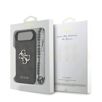 Дизайнерски кожен кейс с връзка за китката за iPhone 17 Air - Guess PU 4G Metal Logo Strap Case (черен) 7
