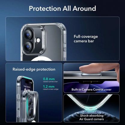 Хибриден удароустойчив кейс с MagSafe и стъклено защитно покритие за дисплея на iPhone 17 - ESR Classic Hybrid HaloLock Protection Set (прозрачен) 2