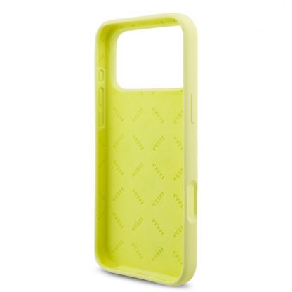 Силиконов (TPU) калъф за iPhone 17 Pro - Guess Liquid Silicone 4G Metal Logo Case (жълт) 6