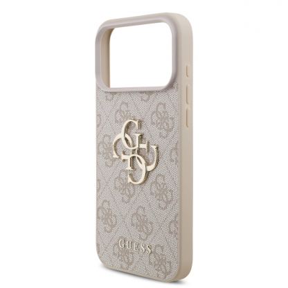 Дизайнерски кожен кейс с връзка за ръка за iPhone 17 Pro Max - Guess PU 4G Metal Logo Strap Case (розов) 4