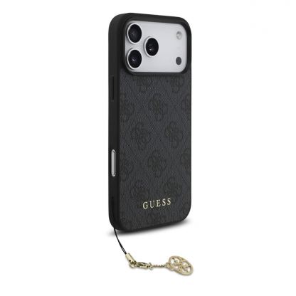 Дизайнерски кожен кейс за iPhone 17 Pro Max - Guess 4G Charm Case (черен) 3
