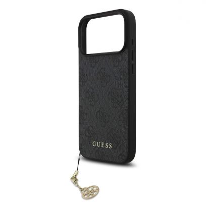 Дизайнерски кожен кейс за iPhone 17 Pro Max - Guess 4G Charm Case (черен) 4
