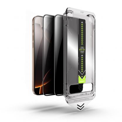 2 броя калени стъклени защитни покрития с определен ъгъл на виждане за iPhone 17, iPhone 16 Pro - Techsuit TitanGlass Privacy Full Cover Tempered Glass Set (черен-прозрачен) 2