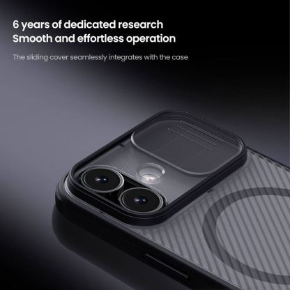 Хибриден удароустойчив кейс с MagSafe за iPhone 17 - Nillkin CamShield Pro Magnetic Hard Case (черен-прозрачен) 4