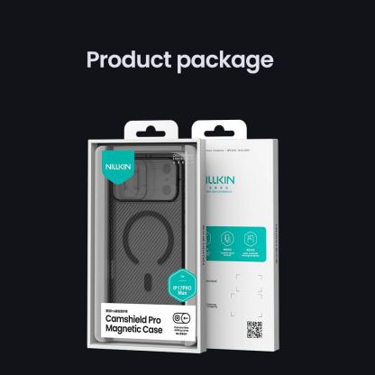 Хибриден удароустойчив кейс с MagSafe за iPhone 17 Pro Max - Nillkin CamShield Pro Magnetic Hard Case (черен-прозрачен) 10