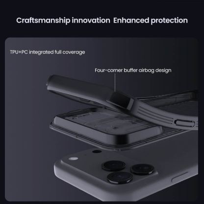 Хибриден удароустойчив кейс за iPhone 17 Pro - Nillkin CamShield Pro Hard Case (черен-прозрачен) 3