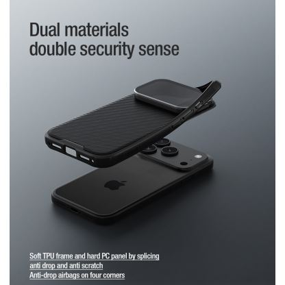 Хибриден удароустойчив кейс с вградена поставка за iPhone 17 Pro Max - Nillkin CamShield Prop Case (черен) 5