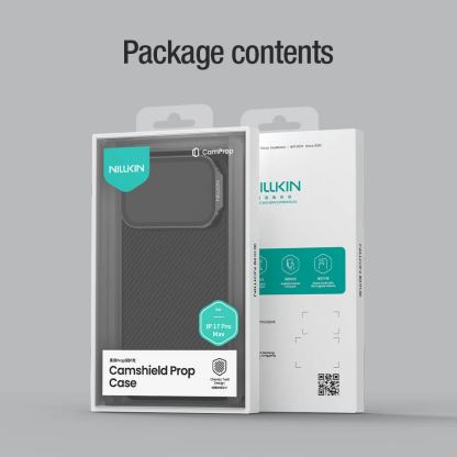 Хибриден удароустойчив кейс с вградена поставка за iPhone 17 Pro Max - Nillkin CamShield Prop Case (черен) 8