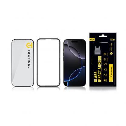 Калено стъклено защитно покритие за дисплея на iPhone 17, iPhone 16 Pro - Tactical Impact Armour 5D Glass (прозрачен-черен) 3