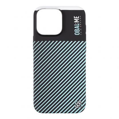 Поликарбонатов кейс за iPhone 16 Pro Max - OBALME Flossy Stripes Hard Case (светлосин-черен) 3