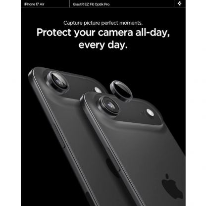 2 комплекта предпазни стъклени лещи за камерата на iPhone 17 Air - Spigen Glas.tR EZ Fit Optik Pro Lens Protector 2 Pack (черен) 8