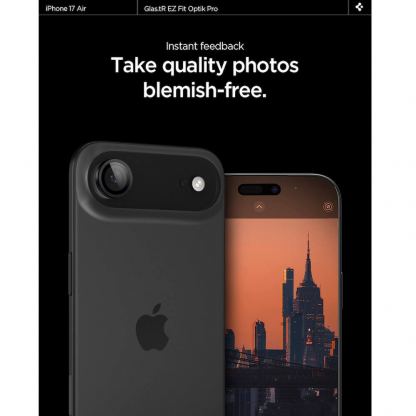 2 комплекта предпазни стъклени лещи за камерата на iPhone 17 Air - Spigen Glas.tR EZ Fit Optik Pro Lens Protector 2 Pack (черен) 9