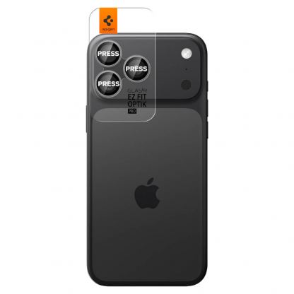 2 комплекта предпазни стъклени лещи за камерата на iPhone 17 Pro, iPhone 17 Pro Max, iPhone 16 Pro, iPhone 16 Pro Max, iPhone 15 Pro, iPhone 15 Pro Max - Spigen Glass tR EZ Fit Optik Pro Lens Protector 2 Pack (тъмносив) 2