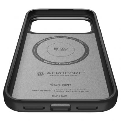 Кевларен кейс с MagSafe за iPhone 17 Pro Max - Spigen Enzo Aramid T MagSafe Case (черен) 9