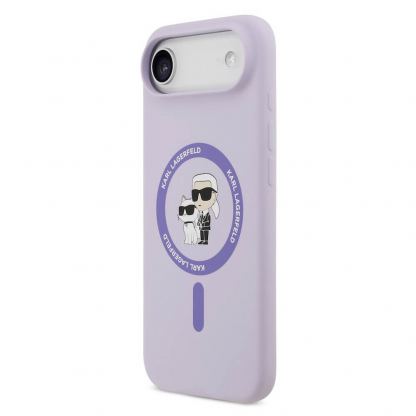 Дизайнерски силиконов кейс с MagSafe за iPhone 17 Air - Karl Lagerfeld Liquid Silicone Karl and Choupette Heads MagSafe Case (лилав) 2