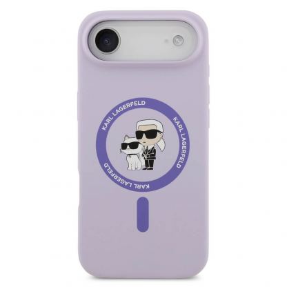 Дизайнерски силиконов кейс с MagSafe за iPhone 17 Air - Karl Lagerfeld Liquid Silicone Karl and Choupette Heads MagSafe Case (лилав) 3