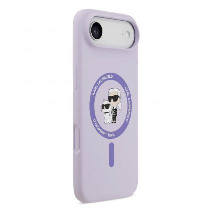 Дизайнерски силиконов кейс с MagSafe за iPhone 17 Air - Karl Lagerfeld Liquid Silicone Karl and Choupette Heads MagSafe Case (лилав) 4
