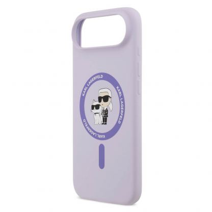 Дизайнерски силиконов кейс с MagSafe за iPhone 17 Air - Karl Lagerfeld Liquid Silicone Karl and Choupette Heads MagSafe Case (лилав) 5