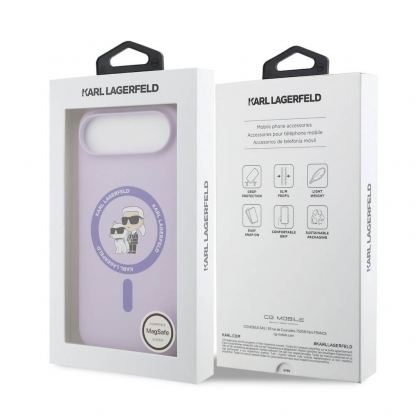 Дизайнерски силиконов кейс с MagSafe за iPhone 17 Air - Karl Lagerfeld Liquid Silicone Karl and Choupette Heads MagSafe Case (лилав) 7
