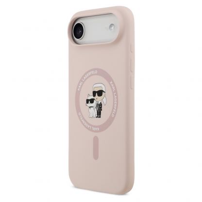 Дизайнерски силиконов кейс с MagSafe за iPhone 17 Air - Karl Lagerfeld Liquid Silicone Karl and Choupette Heads MagSafe Case (розов) 2