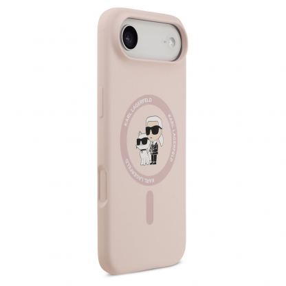 Дизайнерски силиконов кейс с MagSafe за iPhone 17 Air - Karl Lagerfeld Liquid Silicone Karl and Choupette Heads MagSafe Case (розов) 4